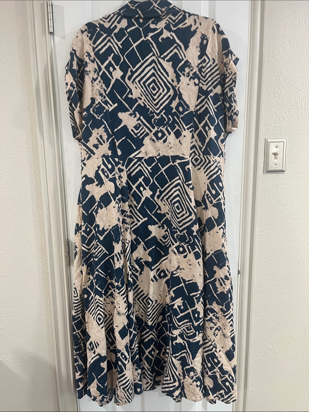 Donna Karan Women's Linen-Blend Printed Shirtdress Size 16 - Picture 8 of 8